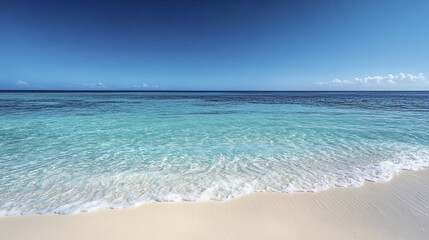 Fototapeta premium serene ocean view with clear blue water and sandy beach