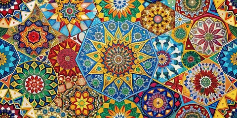 Geometric Pattern Background, Abstract Design, Repeating Texture, Seamless Print, Modern Wallpaper, Stylish Surface, Colorful Ornament, Decorative Motif, Fabric Design, Graphic Art,  Trendy Pattern, 