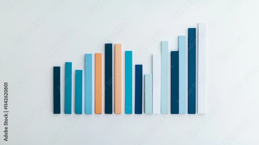 Poster colorful abstract chart with vertical bars on light background