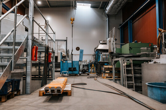 Machines and work tools in steel manufacturing factory