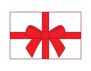 decorative Gift box with red ribbon and bow, color vector illustration, isolated on white