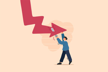 Business Crisis Defense. Battling Downward Financial Trends. Illustration