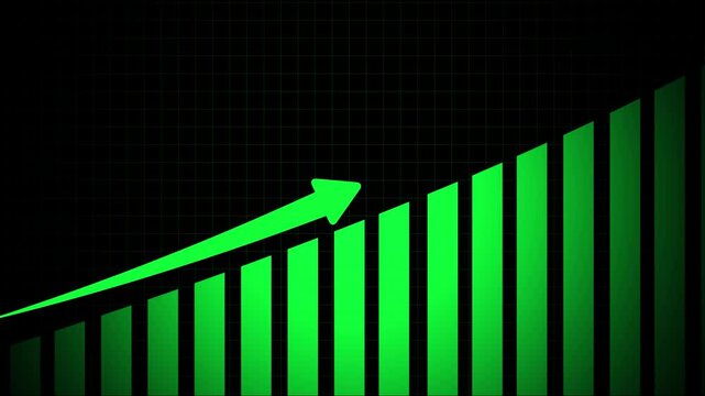 The statistical curve rises. Animation illustration of rising statistical .Business growth and business success glowing graph presentation with dollar icon. Business growth concept in graph .