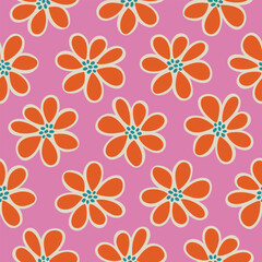 Abstract Floral Pattern Pink Orange Floral Background