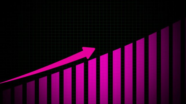 The statistical curve rises. Animation illustration of rising statistical .Business growth and business success glowing graph presentation with dollar icon. Business growth concept in graph .