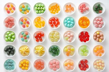 Colorful Candy Collection in Small Bowls