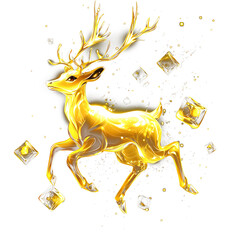 Happy and festive golden elk