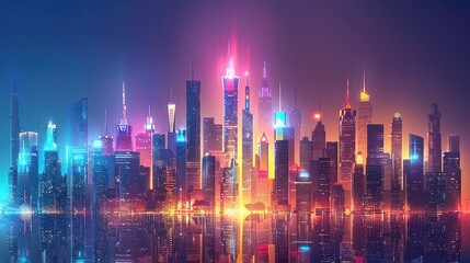 Fototapeta premium Neon City Lights