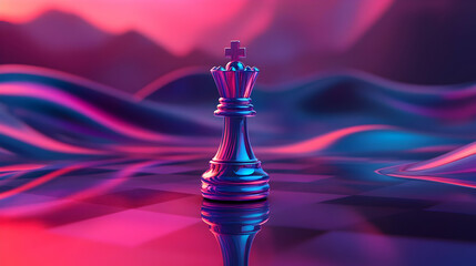 Chromatic King Chess Piece 3D Render