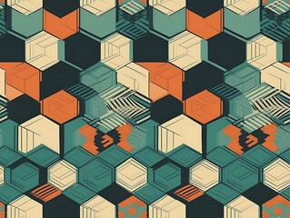 Abstract Hexagon Pattern Geometric Design Artwork