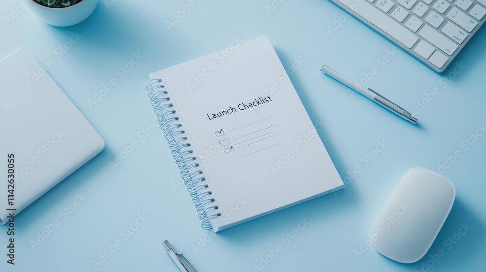 Aufkleber a flat lay of startup essentials like business cards, prototype designs, and a 