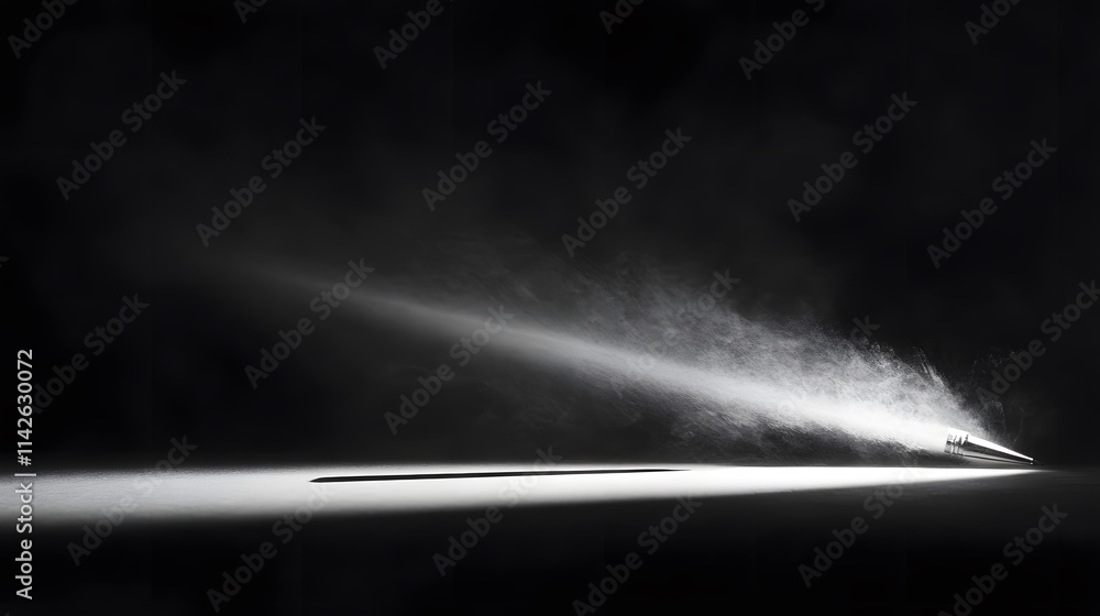 Poster dramatic light beam illuminating smoke with sharp contrast in dark environment illustrating depth an