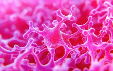 Abstract close-up of colorful cells showcasing intricate biological forms and structures.