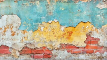 Obraz premium Weathered Wall Showing Brick and Peeling Paint
