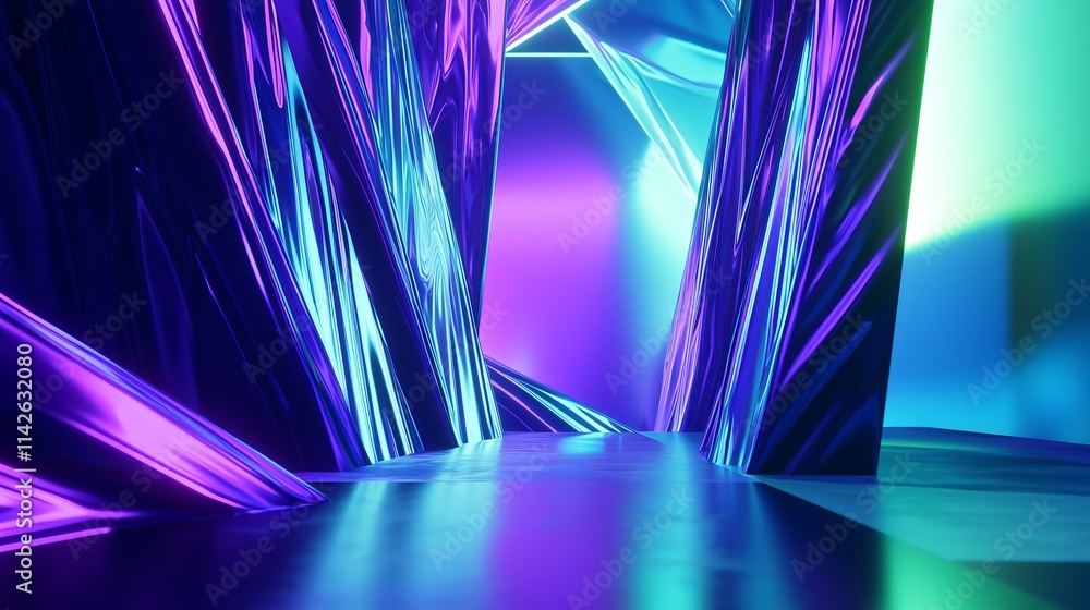 Poster vibrant gradient background with bold transition of colors in digital space