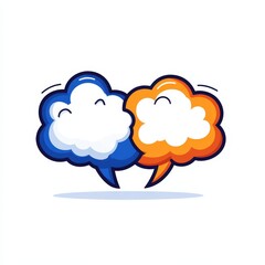 Obraz premium Two Colorful Speech Bubbles Representing Communication and Ideas One Bubble Featuring a Cloud Symbolizing Thoughts and Creativity in Modern Design