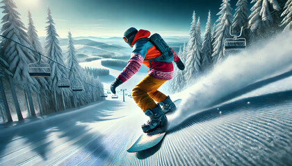 snowboarder jumping in the snow