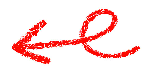 Hand drawn simple arrow drawn with wax crayon, chalk or charcoal. Uneven dry texture for underlining highlighting. Pencil drawn lines, strikethrough, grungy vector isolated on white