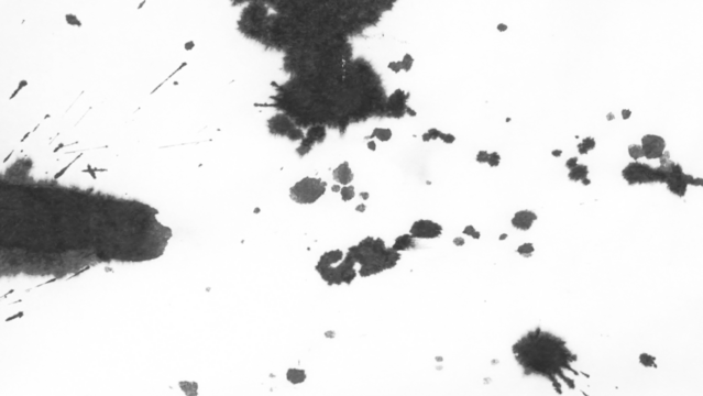 Ink wash texture. Abstract black ink. Watercolor illustration with transparent background.