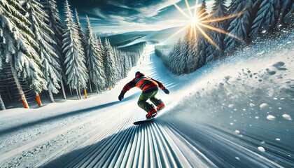 snowboarder jumping in the snow