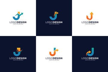 Letter J Growth Arrow Logo Design Collection