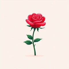 Fototapeta premium Beautiful Red Rose in Full Bloom Surrounded by Lush Green Leaves on a Crisp Pure White Background Evoking Feelings of Love and Elegance