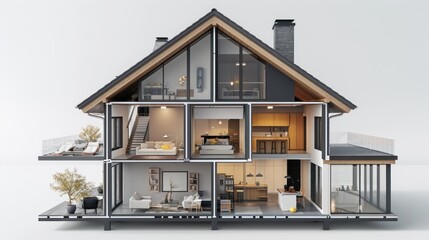 Modern House Interior Design: A Cross-Section View of a Stylish Home