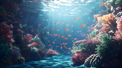 Vibrant coral reef biodiversity