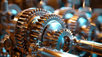Close-up of Interlocking Gears: A Glimpse into Industrial Mechanics
