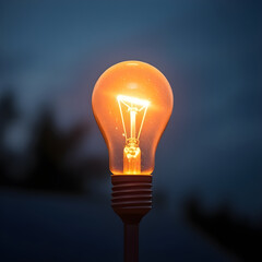 light bulb on black background