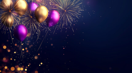 Nowy rok, Happy new year, balony, fajerwerki, życzenia noworoczne