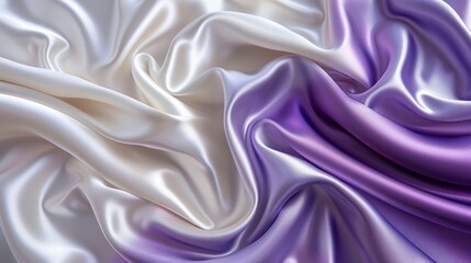 Fototapeta premium Flowing White and Purple Silk Fabric