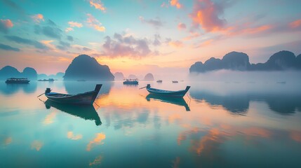 Serene sunrise over ha long bay