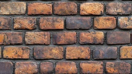 Obraz premium A textured wall of old reddish brown bricks