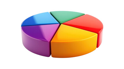 Creative pie chart with vivid color segments, transparent background