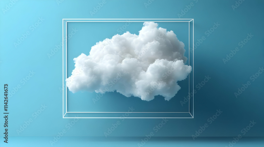 Aufkleber 3d render cloud in frame abstract background