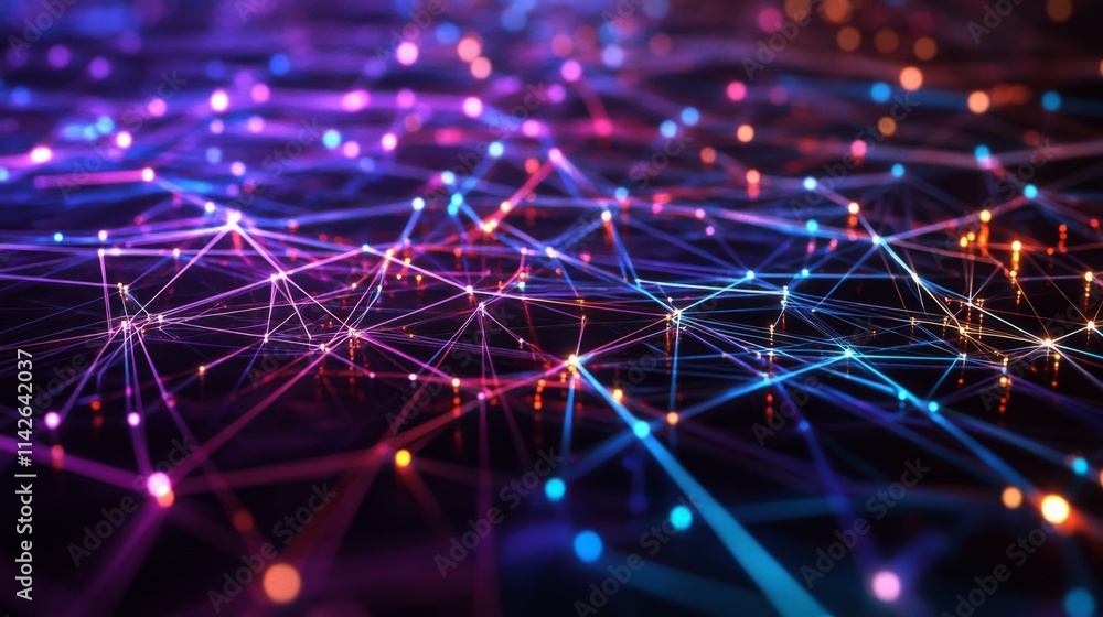 Poster abstract digital background of colorful network connections