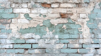 Weathered Brick Wall With Peeling Paint Showing Age and Texture
