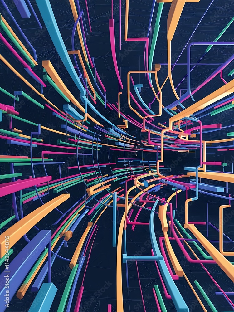 Poster abstract colorful lines vector background internet big data and technology connections concept abstr