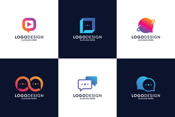 Abstract chat logo design inspiration