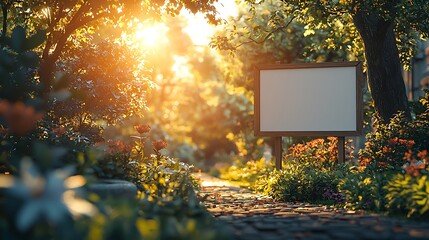 Photo realistic white blank billboard displaying in an educational campus, mock-up, random place 