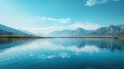 Serene Mountain Lake Reflection at Daybreak: A Tranquil Landscape