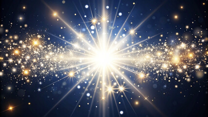 Obraz premium White glowing light effect with many glitter particles.