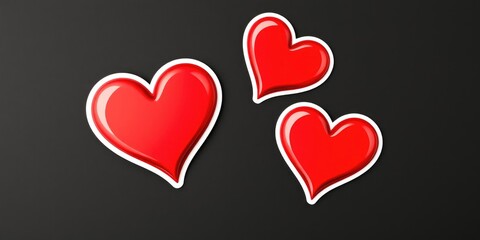 Bright red heart stickers create a playful and charming atmosphere, ideal for decorating gifts, cards, or festive decorations during Valentine's Day festivities