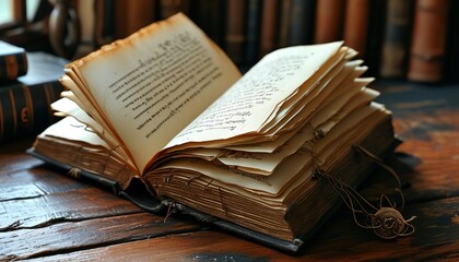 old books on a wooden table