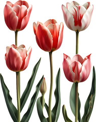 set of tulips，Transparent PNG