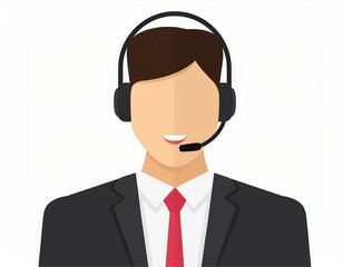 Character wearing headset on white background