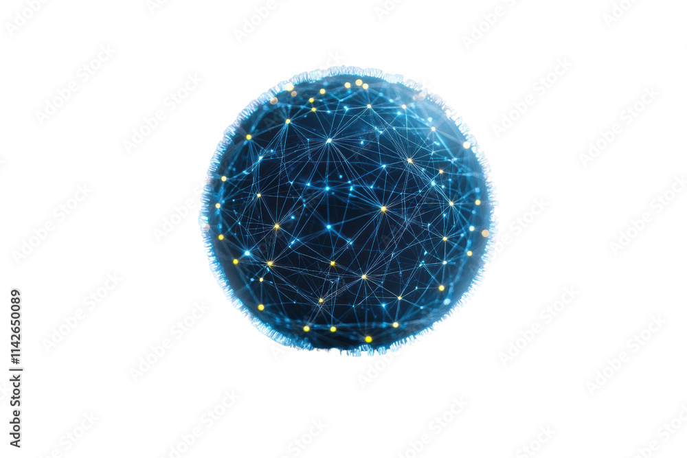 Poster A digital globe representation showcasing interconnected networks of data and technology, symbolizing global connectivity and innovation.
