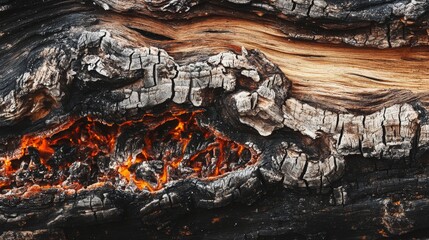 Obraz premium Burnt wood texture. BBQ background. Burned scratched hardwood surface. Smoking wood plank background. Grunge texture overlay