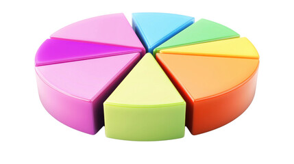 Obraz premium Creative pie chart with vivid color segments, transparent background